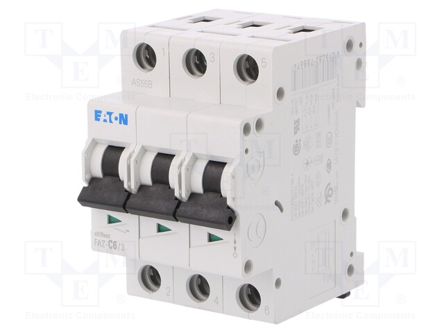 Circuit breaker; 230/400VAC; Inom: 6A; Poles: 3; DIN; Charact: C