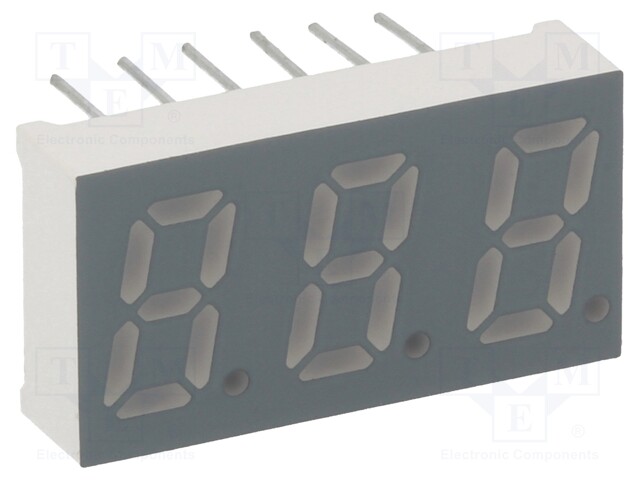 Display: LED; 7-segment; 8mm; 0.31"; No.char: 3; red; 37÷74mcd; anode