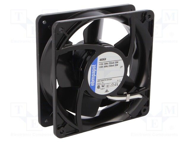 Fan: AC; axial; 115VAC; 119x119x38mm; 180m3/h; 51dBA; ball bearing