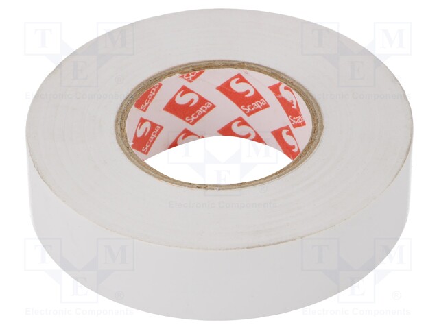 Tape: electrical insulating; W: 19mm; L: 33m; Thk: 0.13mm; white