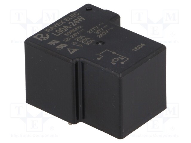Relay: electromagnetic; SPDT; Ucoil: 24VDC; 30A; Series: L90; 900mW