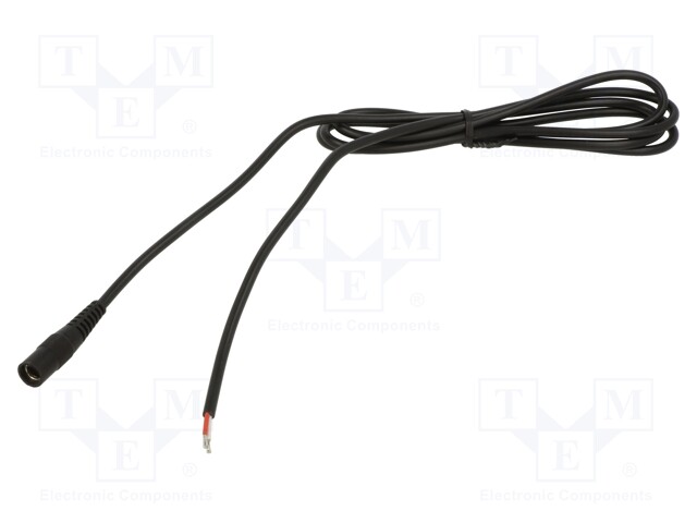 Cable; wires,DC 5,5/2,1 socket; straight; 0.5mm2; black; 1.5m