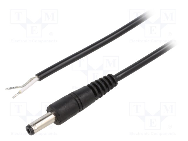 Cable; wires,DC 4,8/1,7 plug; straight; 0.5mm2; black; 0.5m