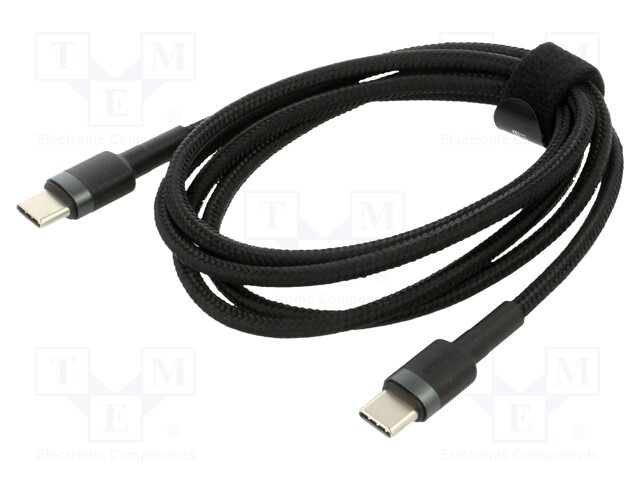 Cable; USB A plug double sided,USB C plug; 1m; grey-black; 60W