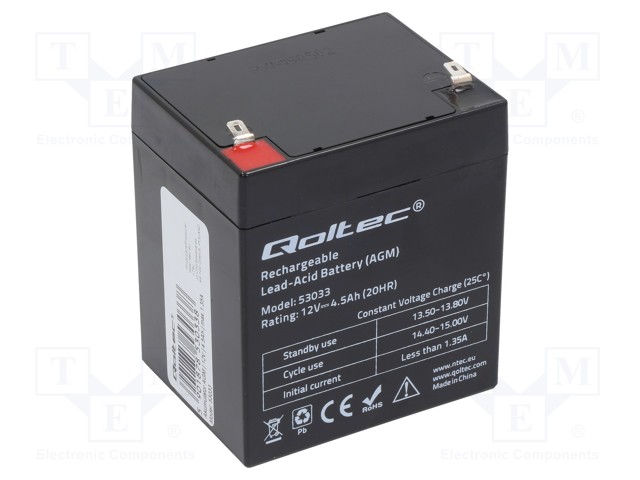 Re-battery: acid-lead; 12V; 4.5Ah; AGM; maintenance-free