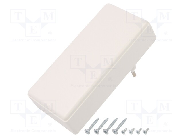 Enclosure: for power supplies; X: 120mm; Y: 56mm; Z: 31mm; ABS; white