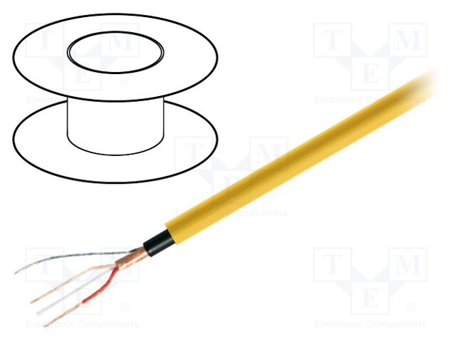 Wire: microphone cable; 1x2x0,22mm2; yellow; OFC; LSZH; -15÷70°C