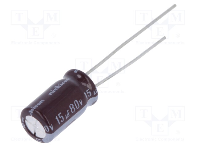 Capacitor: electrolytic; low impedance; THT; 15uF; 80VDC; ±20%