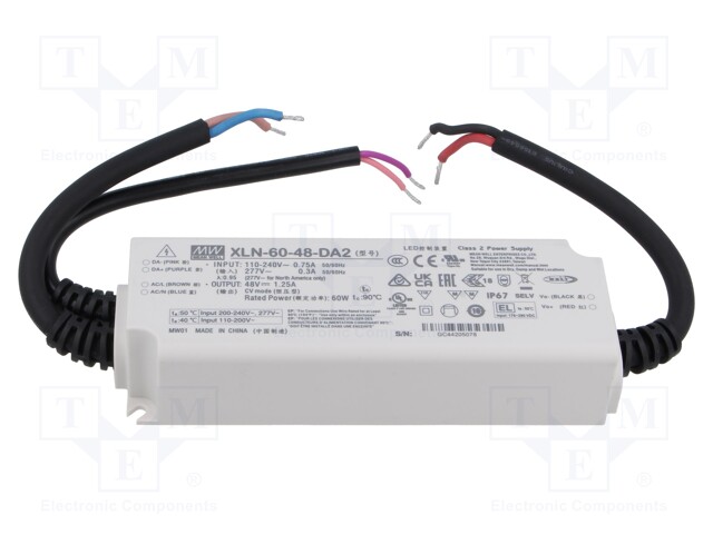 Power supply: switching; LED; 60W; IP67; XLN-60; -25÷90°C; OUT: 1