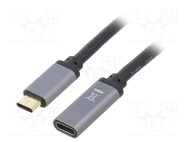 Cable; USB 3.2; USB C socket,USB C plug; 0.5m; black