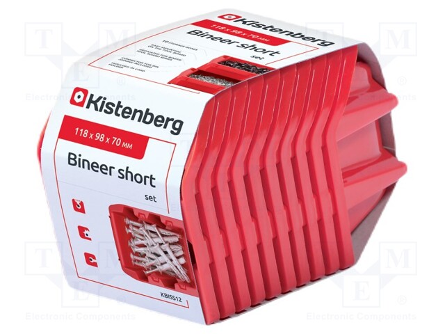 Container: cuvette; red; 98x118x70mm; 10pcs; KBISS12; BINEER; short