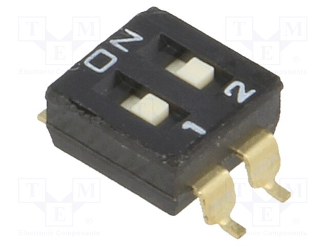 Switch: DIP-SWITCH; Poles number: 2; ON-OFF; 0.025A/24VDC; Pos: 2