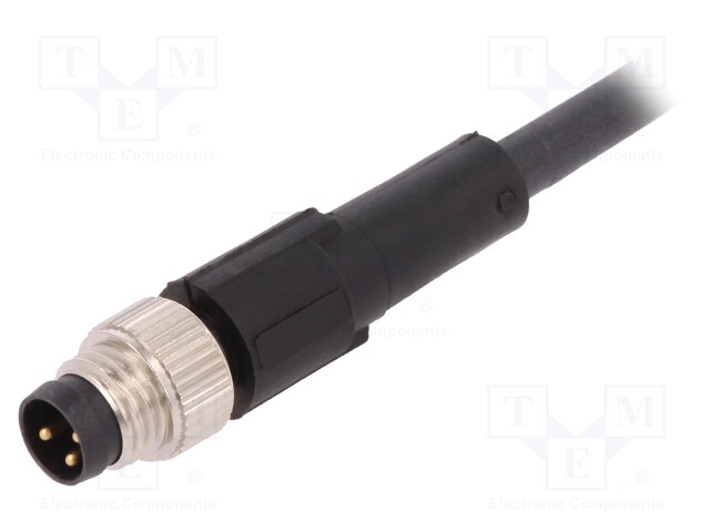 Connection lead; M8; PIN: 3; straight; 2m; plug; 60VAC; 4A; -25÷80°C