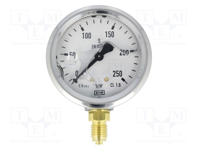 Manometer; 0÷250 bar; Class: 1,6; 63mm; Thread: M12; Pitch: 1,5