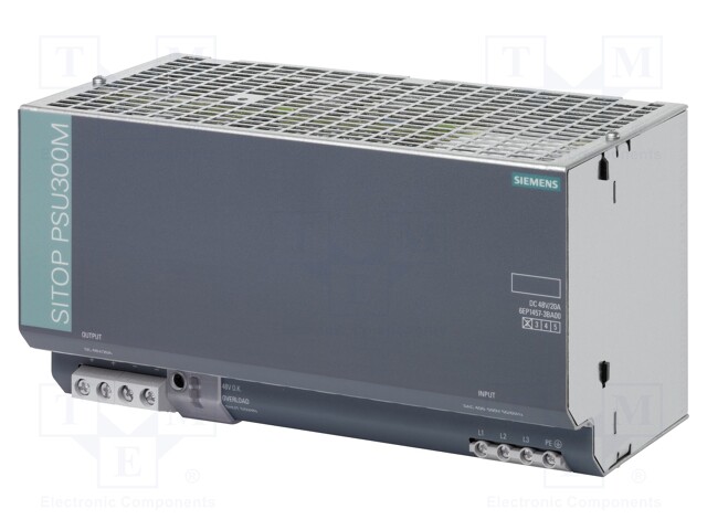 Power supply: switched-mode; 960W; 48VDC; 20A; 3x320÷575VAC; IP20