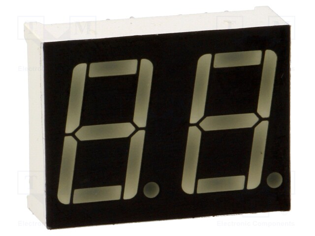 Display: LED; 7-segment; 14mm; 0.56"; No.char: 2; green; 2.5÷3.5mcd