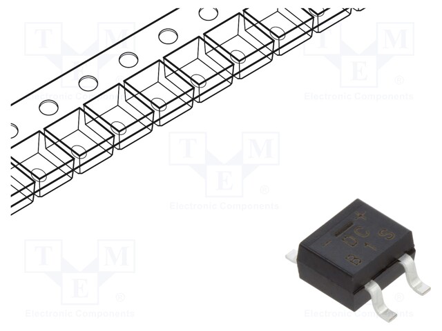 Bridge rectifier: single-phase; 100V; If: 0.5A; Ifsm: 30A; DB-1MS