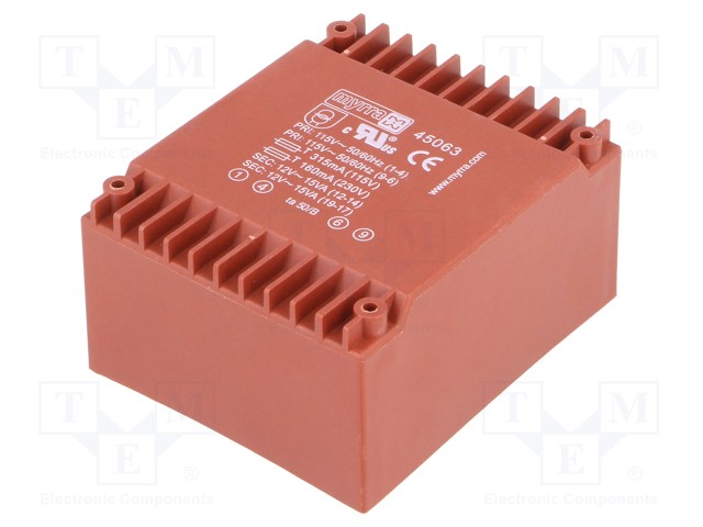 Transformer: encapsulated; 30VA; 115/230VAC; 12V; 12V; 1.25A; 1.25A