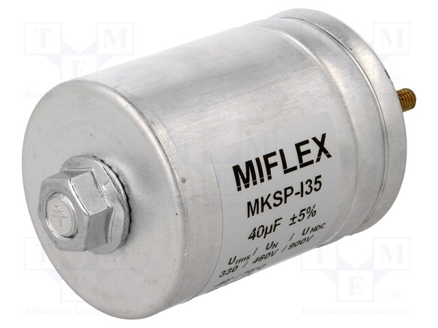 Capacitor: polypropylene; 40uF; Leads: M6 screws; ESR: 4.3mΩ; ±5%