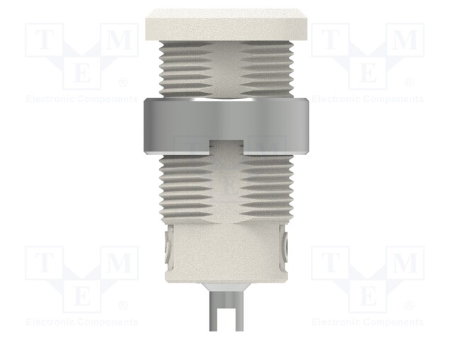 Socket; 4mm banana; 25A; 1kV; white; nickel plated; on panel,screw