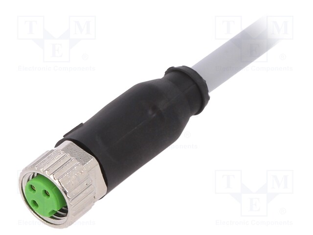 Connection lead; M8; PIN: 3; straight; 5m; plug; 50VAC; 4A; -30÷80°C