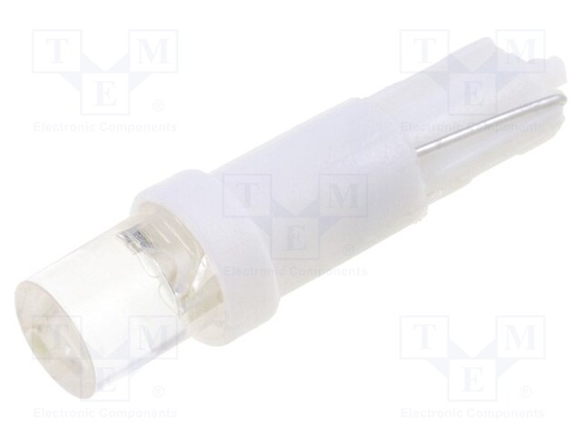 LED lamp; cool white; T5; Urated: 12VDC; 3lm; No.of diodes: 1; 0.24W