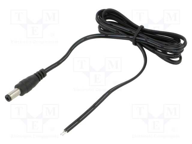 Cable; 2x0.5mm2; DC 5,5/2,5 plug; straight; black-gray,black; 1m