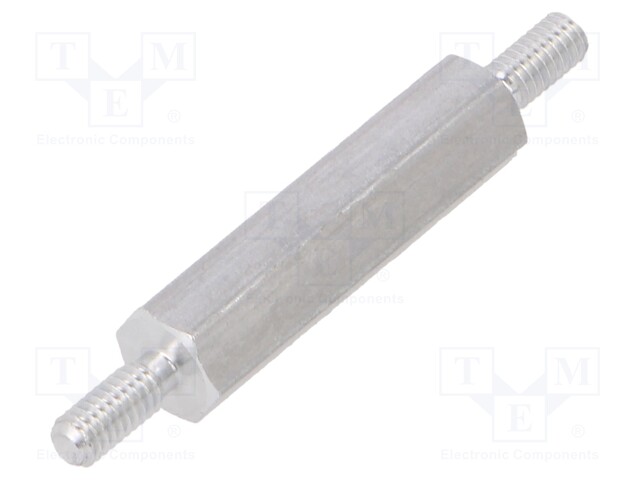 Screwed spacer sleeve; 20mm; Ext.thread: M2,5; hexagonal