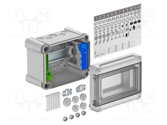 Enclosure: junction box; X: 190mm; Y: 150mm; Z: 125mm; polycarbonate