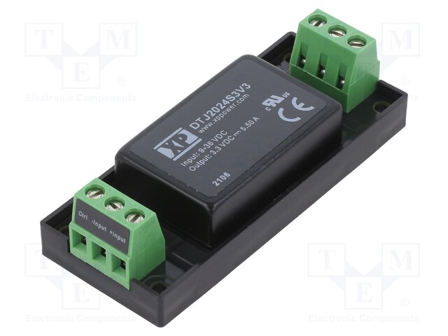 DC/DC Converter, ITE, 1 Output, 20 W, 3.3 V, 5.5 A