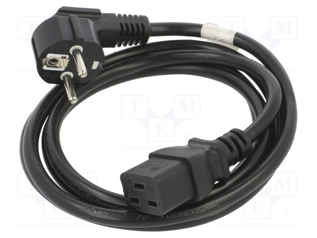 Cable; CEE 7/7 (E/F) plug,IEC C19 female; PVC; Len: 1.8m; black