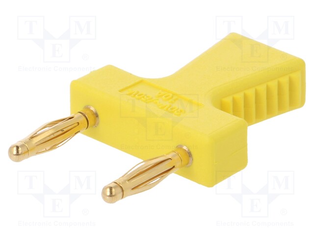 Stackable safety shunt; 10A; yellow; Plating: gold-plated; 30.4mm