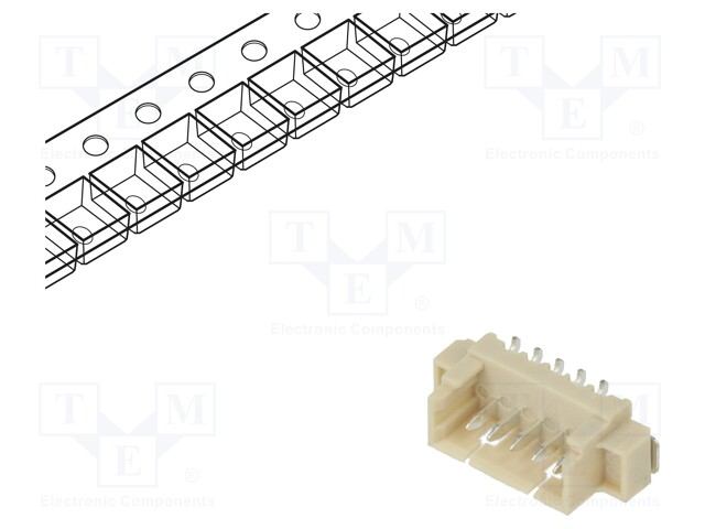 Socket; wire-board; male; 1.25mm; PIN: 5; SMT; 250V; 1A; tinned