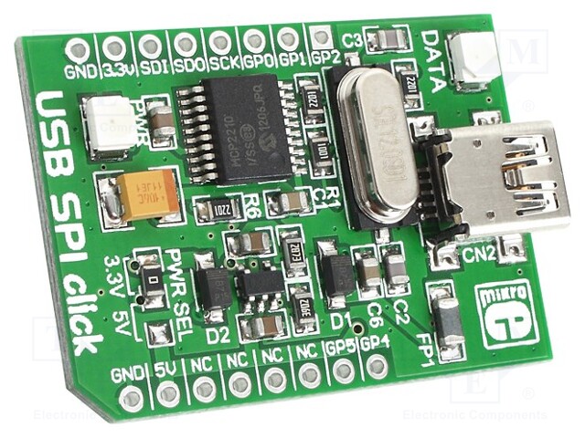 Click board; interface; SPI,USB; MCP2210; mikroBUS connector