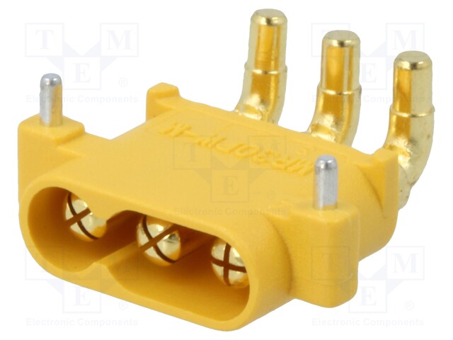 Socket; DC supply; MR30; male; PIN: 3; on PCBs; THT; Colour: yellow