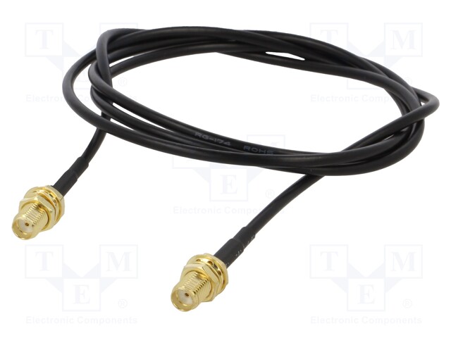 Cable; 50Ω; 1m; SMA socket,both sides; black; straight