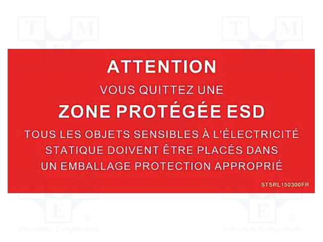 Information board; ESD,FR; 150x300mm; red