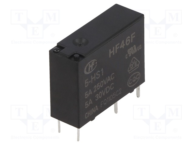 Relay: electromagnetic; SPST-NO; Ucoil: 5VDC; 5A/250VAC; 5A/30VDC