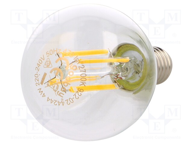 LED lamp; warm white; E14; 230VAC; 470lm; 4W; 300°; 2700K