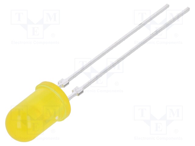 LED; 5mm; yellow; 1÷2mcd; 50°; Front: convex; Pitch: 2.54mm