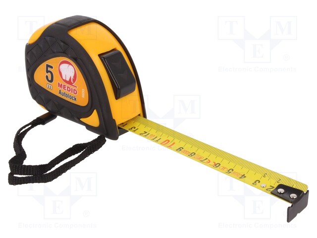 Measuring tape; L: 5m; Width: 25mm; Enclos.mat: ABS,rubber