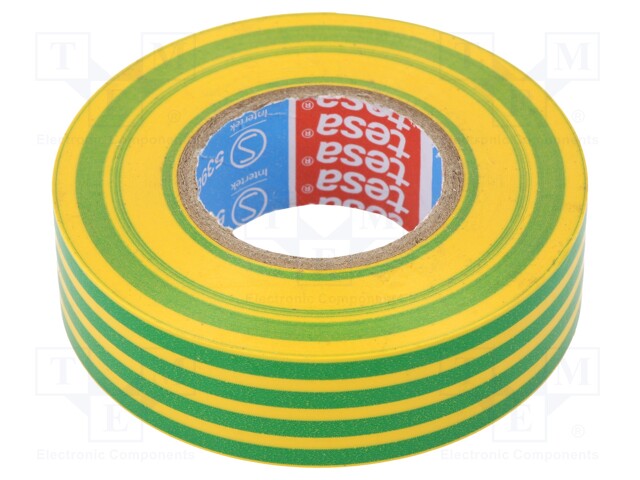 Electrically insulated tape; PVC; W: 19mm; L: 20m; yellow-green