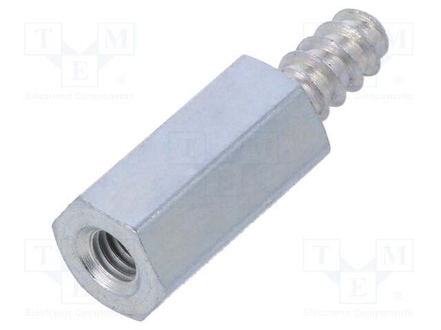 Screwed spacer sleeve; Int.thread: M3; 12mm; Ext.thread: ST3,5