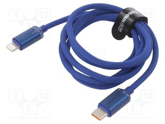 Cable; USB 2.0; Apple Lightning plug,USB C plug; 1.2m; blue; 20W