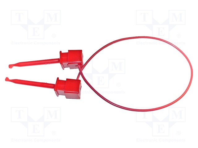 Test lead; 5A; clip-on hook probe,both sides; Urated: 300V; red