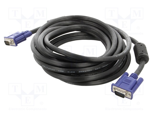 Cable; D-Sub 15pin HD plug,both sides; black; 5m; Øcable: 8mm