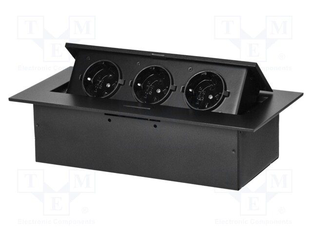 Plug socket strip: furniture; IP20; 3680W; black; 114x229mm