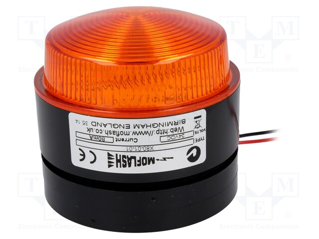 Signaller: lighting; flashing light; orange; Series: X80; 24VDC