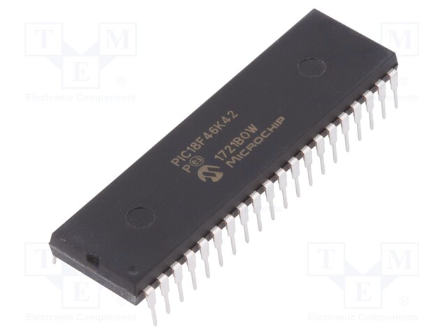 PIC microcontroller; Memory: 64kB; SRAM: 4096B; EEPROM: 1024B; THT