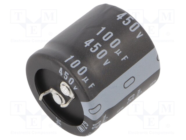 Capacitor: electrolytic; SNAP-IN; 100uF; 450VDC; Ø30x30mm; ±20%